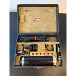 US Military Medical Diagnostic Set Caduceus Case Otoscope Ophthalmoscope Antique